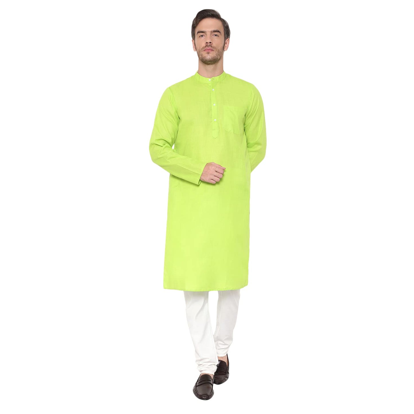 LATEST CHIKAN Men's Cotton Blend Solid Long Kurta