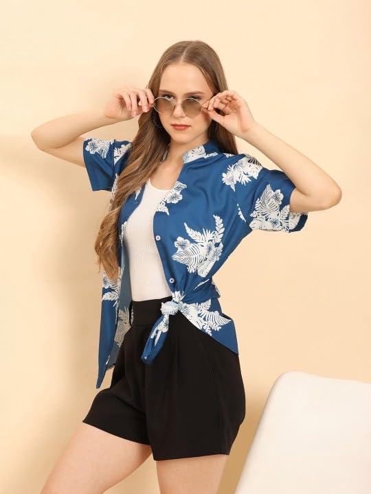 Trendy Queen Printed Straight Mandarin Neck Shirt