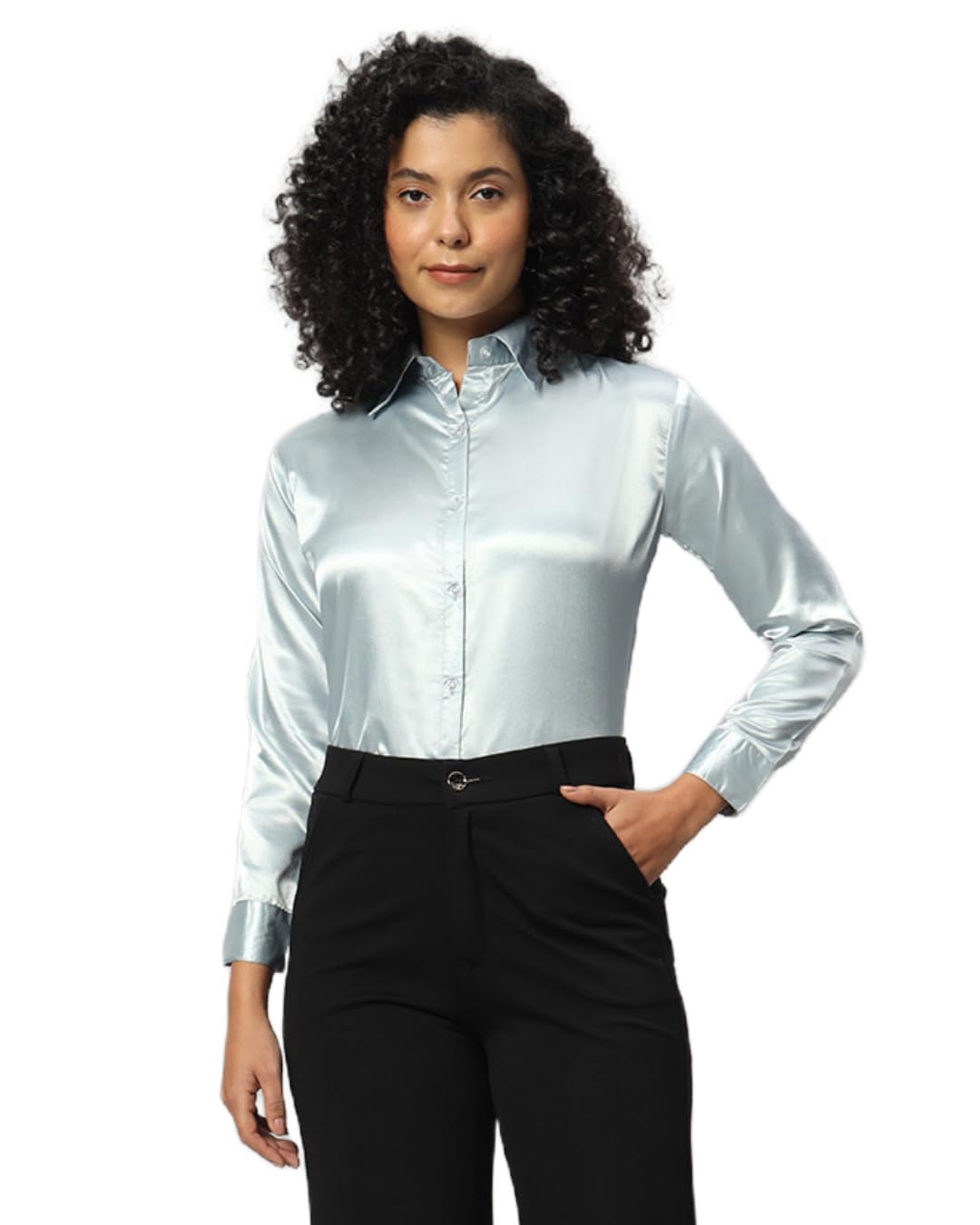 FUNDAY FASHION Women Solid Formal Satin Regular Fit Shirt