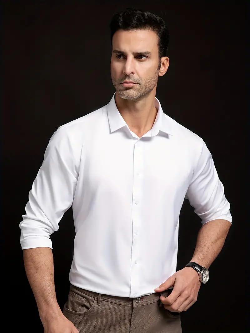 IndoPrimo Men's Stylish Solid Satin Casual Shirt