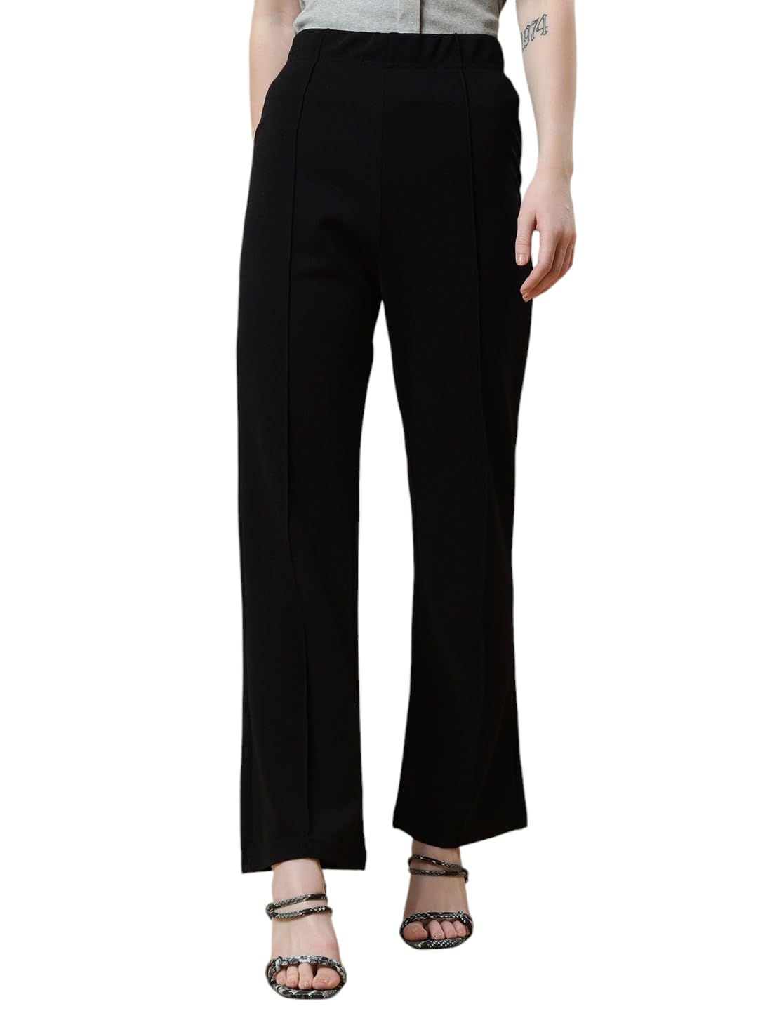 Qyaas Women's Classic Trouser Pants, High Waist