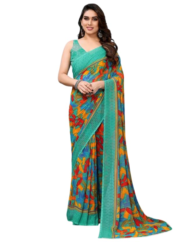FASHION Women's Georgette Floral Printed Saree