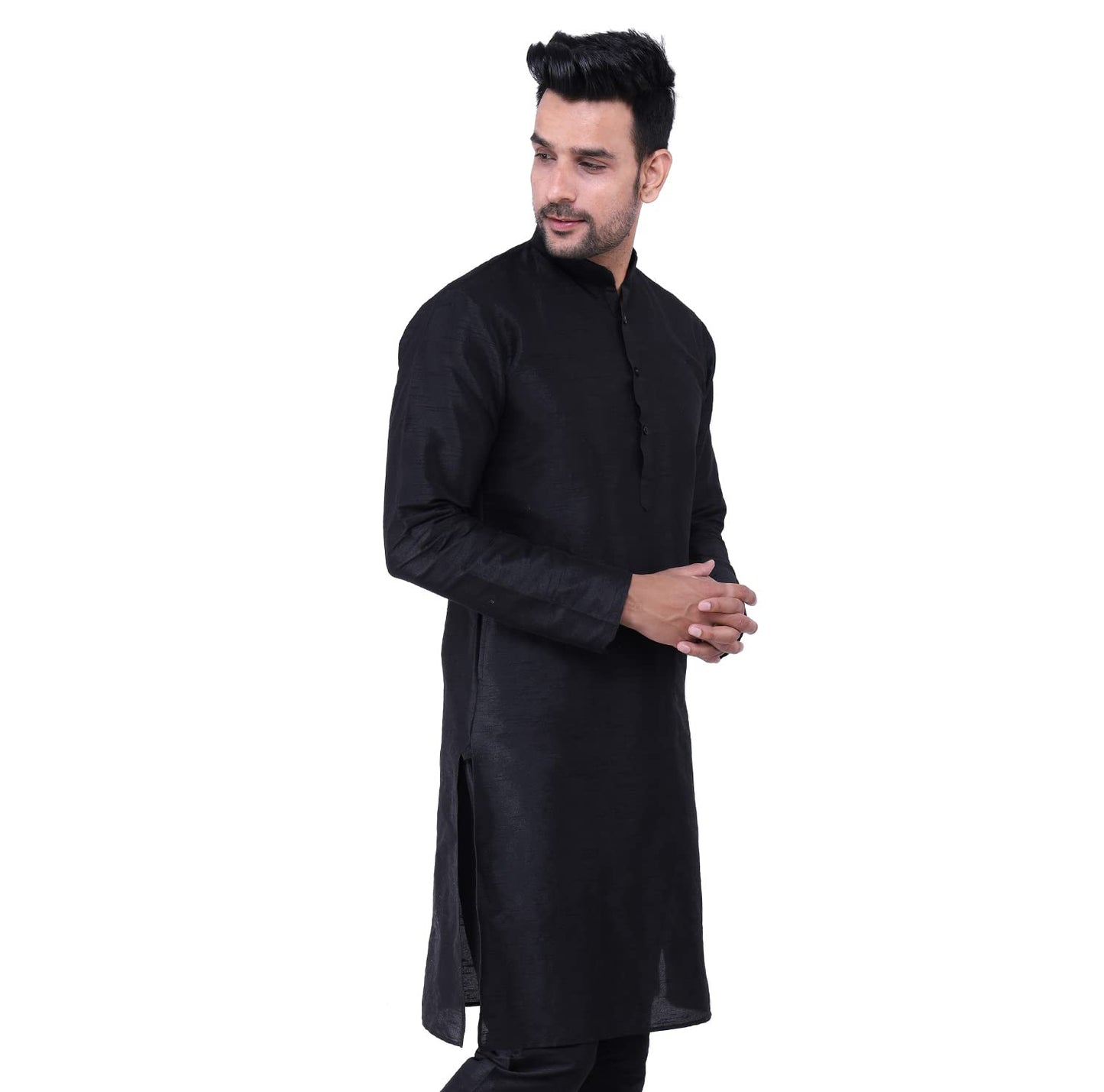 ZYMIN Men's Silk Blend Knee Length Solid Color Style
