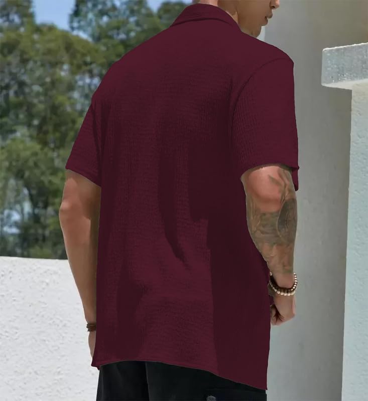 MiraMichi Men's Slim Fit Half Sleeve Polycotton Casual