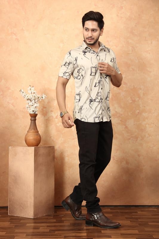 MART Men's Printed Lycra Half Sleeve Shirt Fashionable