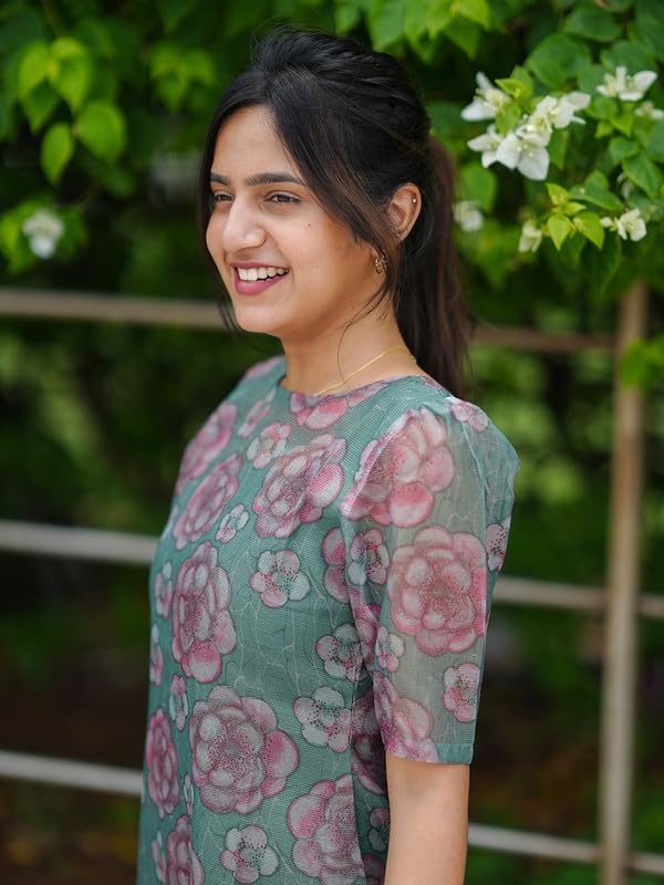 Sun Fashion Women's Chanderi Stitched Printed Kurti