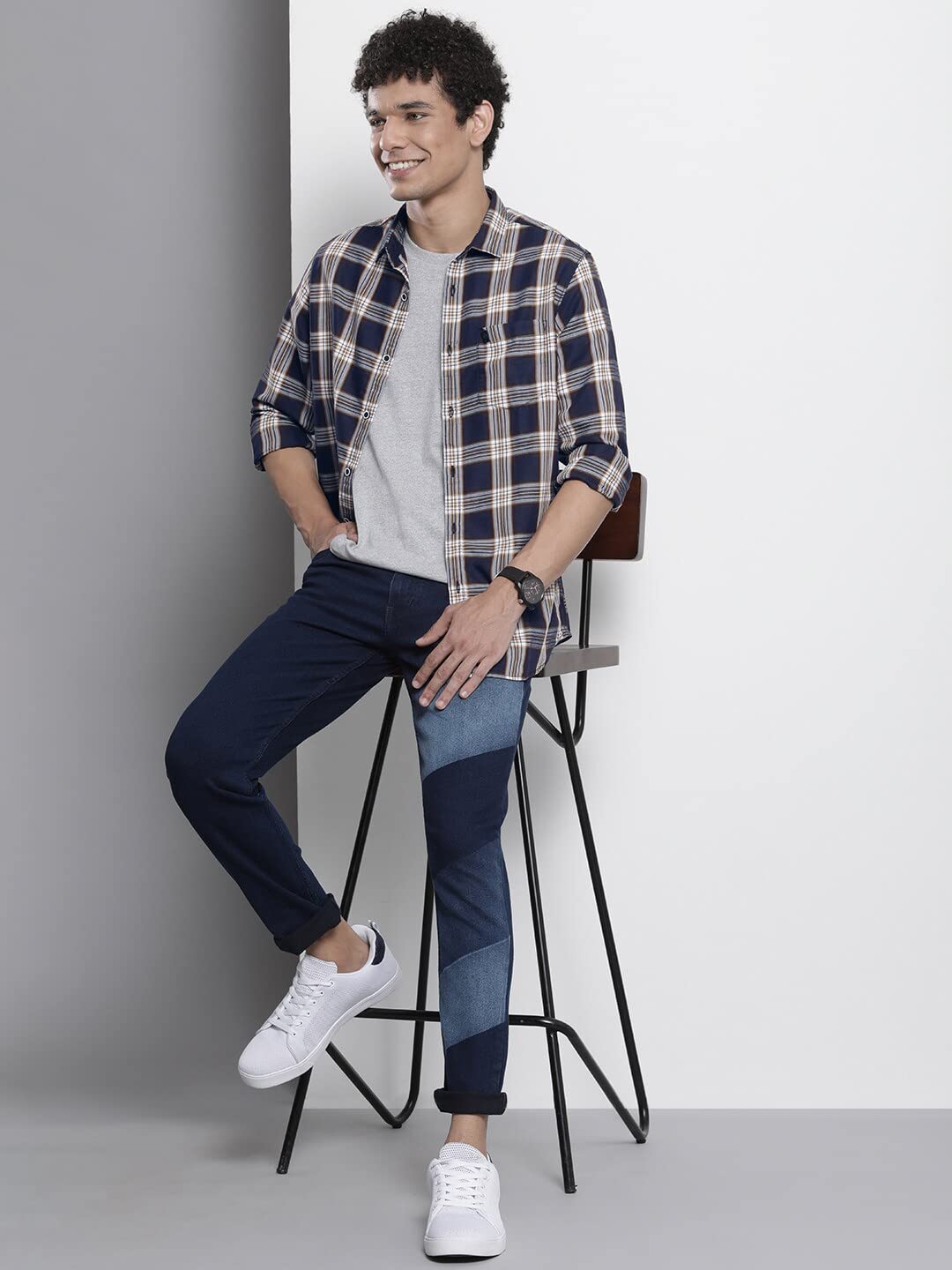 The Indian Garage Co Men's Cotton Regular Fit Checkered