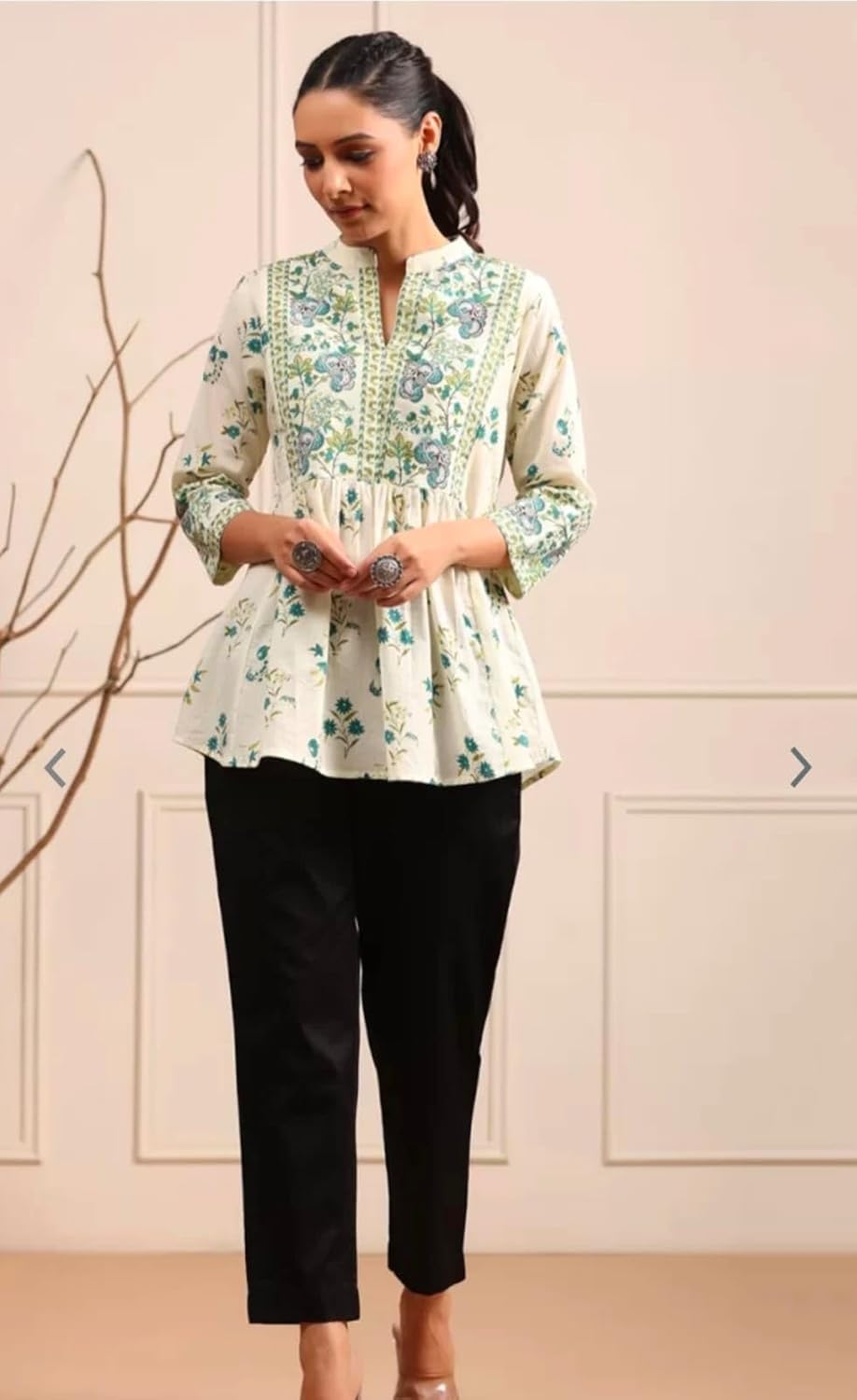 Womens Cotton Printed Anarkali Short Top Kurti