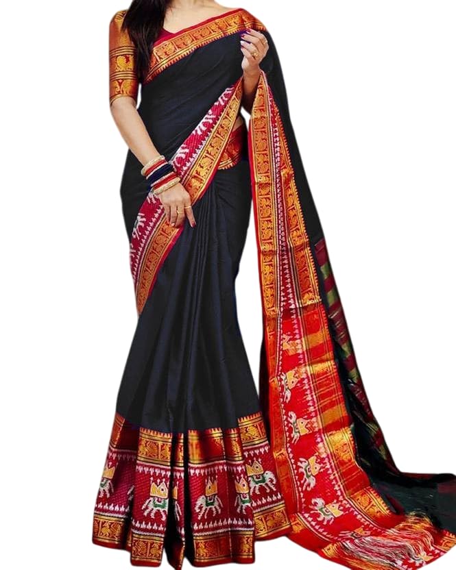 Women Cotton Silk Saree with unstitched blouse