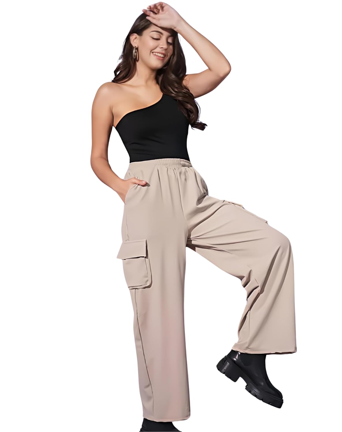 Women's High-Waist Wide Leg Cargo Pants