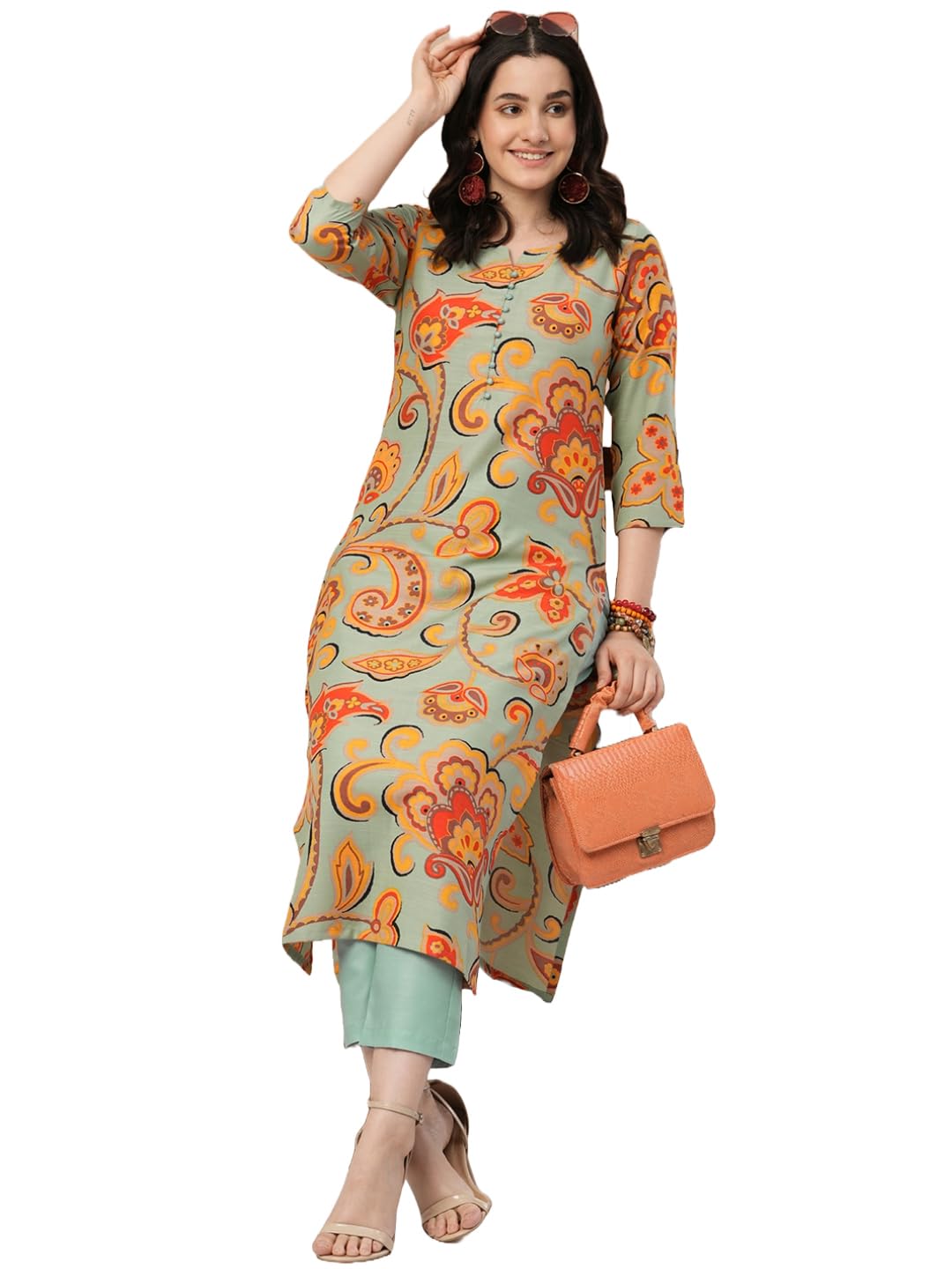 ANNI DESIGNER Women's Cotton Blend Kurta with Pant
