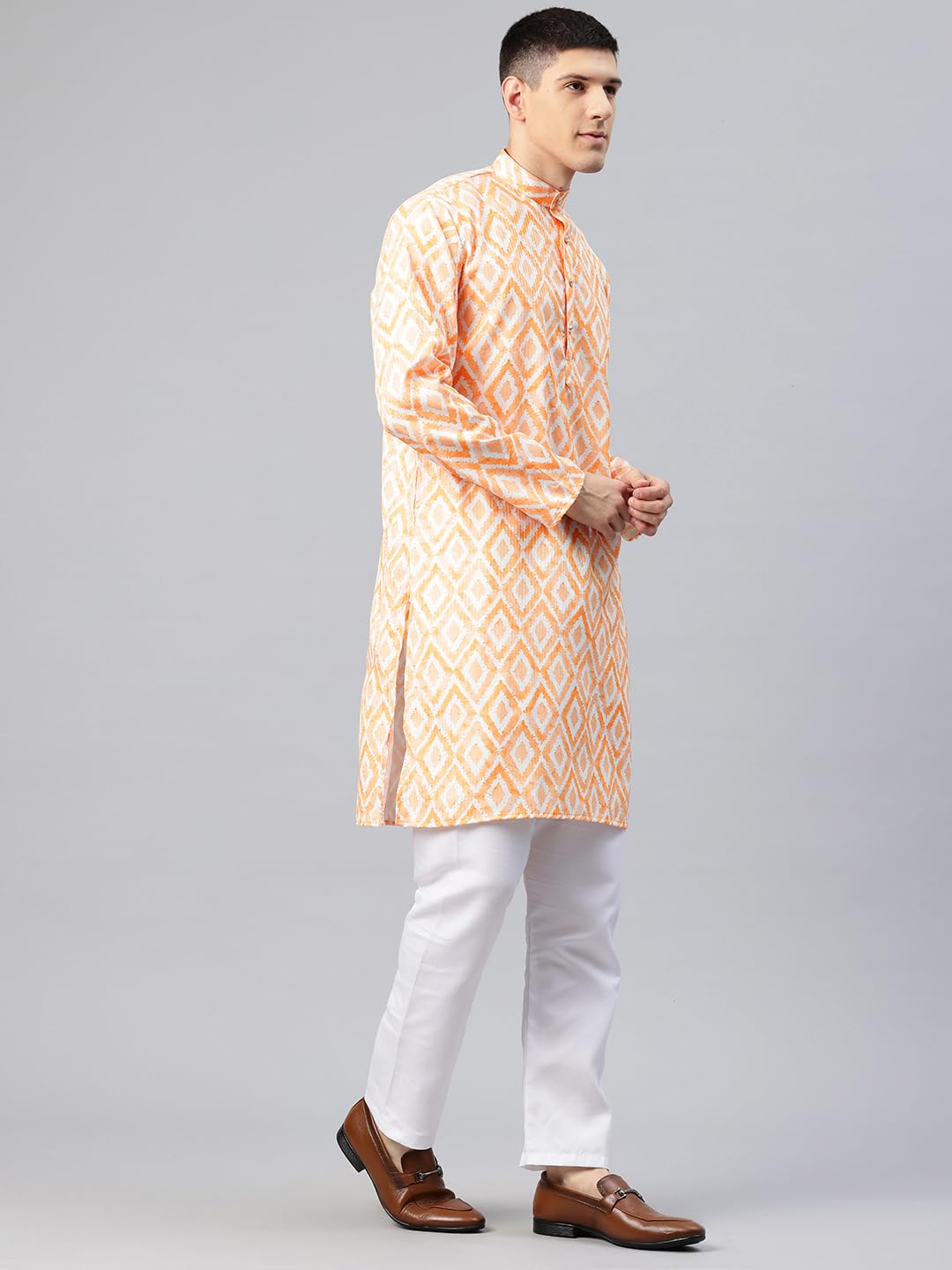 Luxrio Printed Kurta for Men Cotton Blend Linen