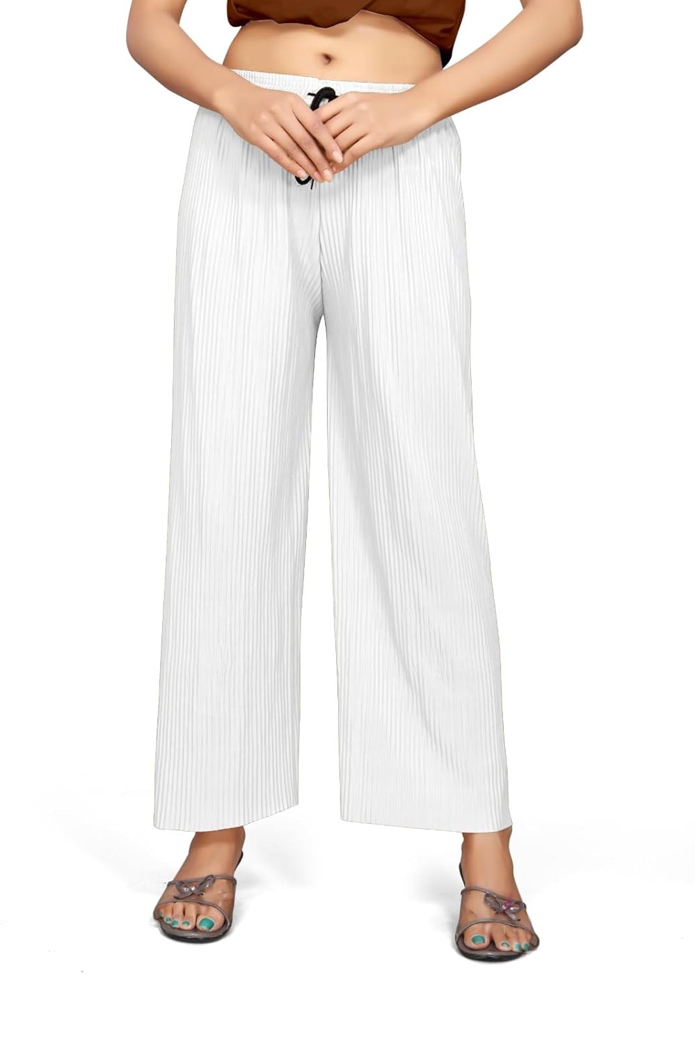 Qkenshit Women's Lycra Palazzo - Stretchable