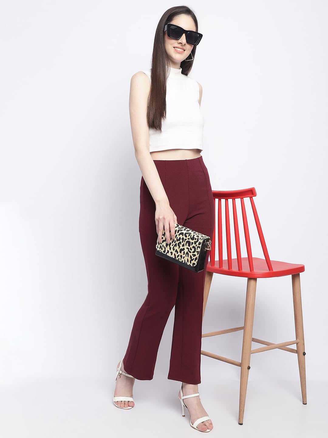 Jinax Women's Relaxed Fit Flat-Front Trousers, Elastic