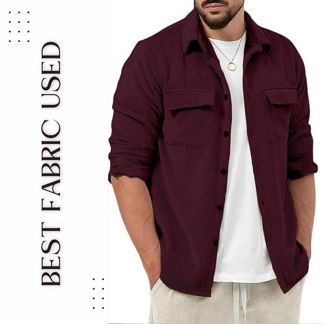 MiraMichi Corduroy Men's Full Sleeve Casual Striped