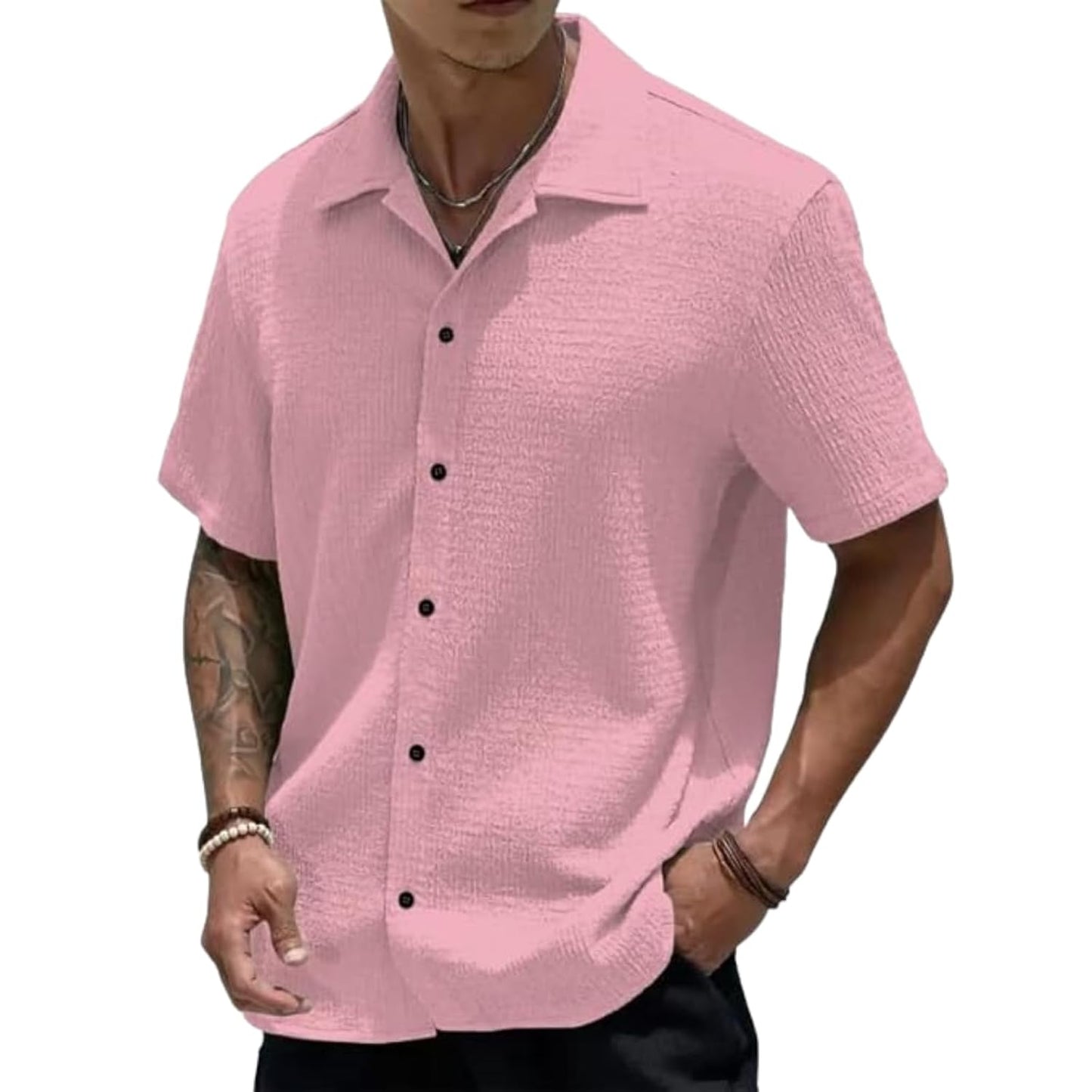 MiraMichi Men's Slim Fit Half Sleeve Polycotton Casual