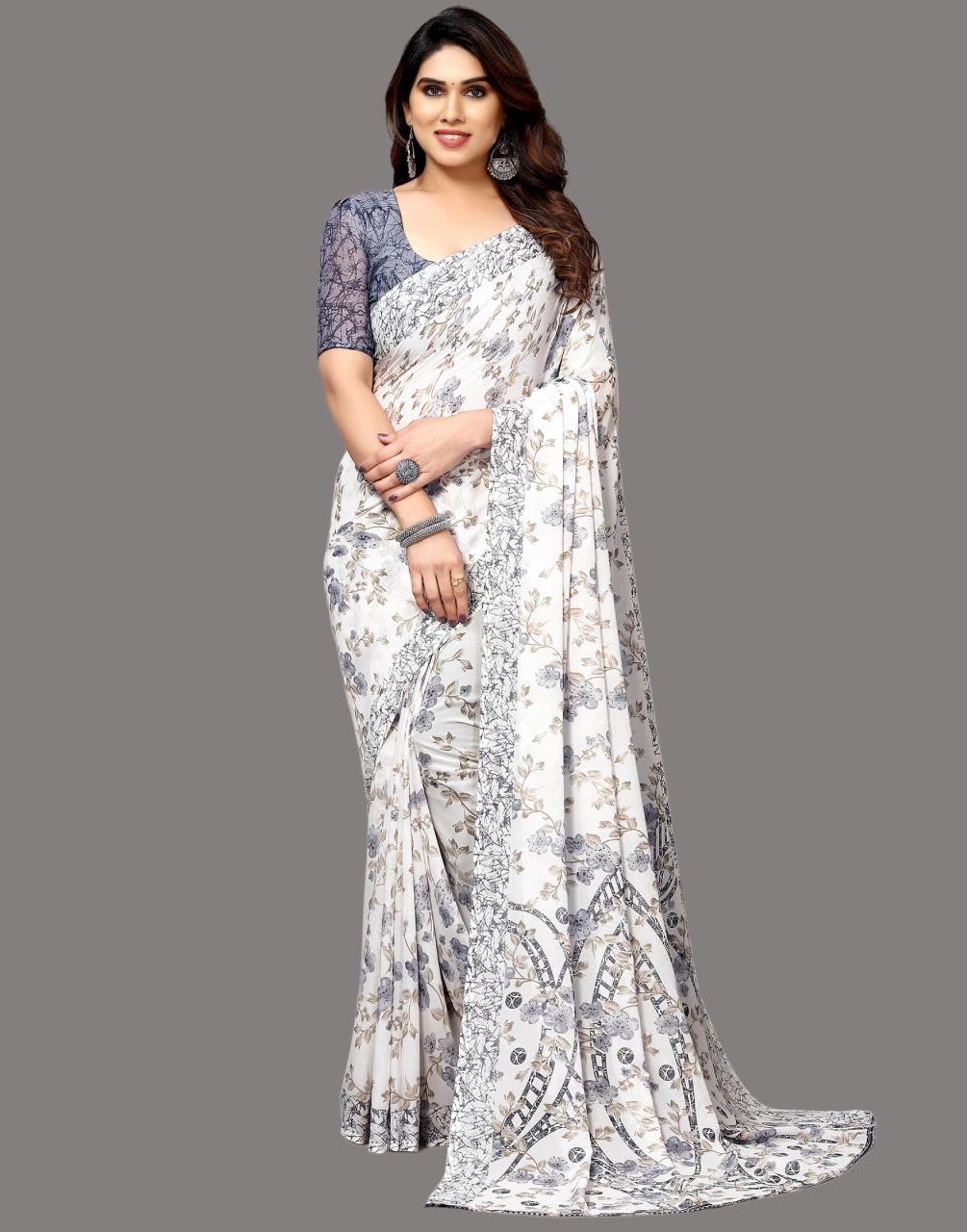 FASHION Women's Georgette Floral Printed Saree