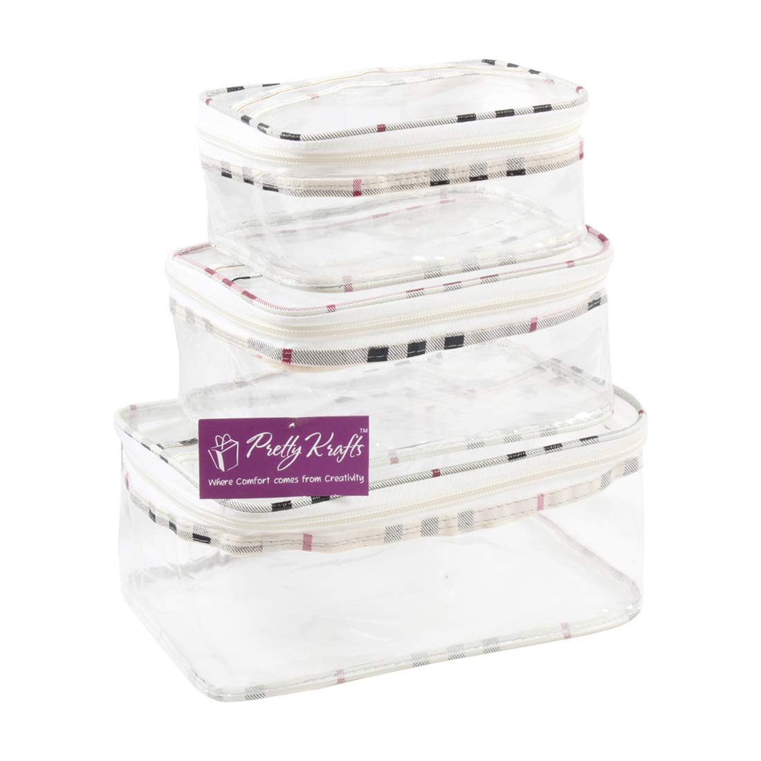 PrettyKrafts Set of 3 Multipurpose Transparent Pouch