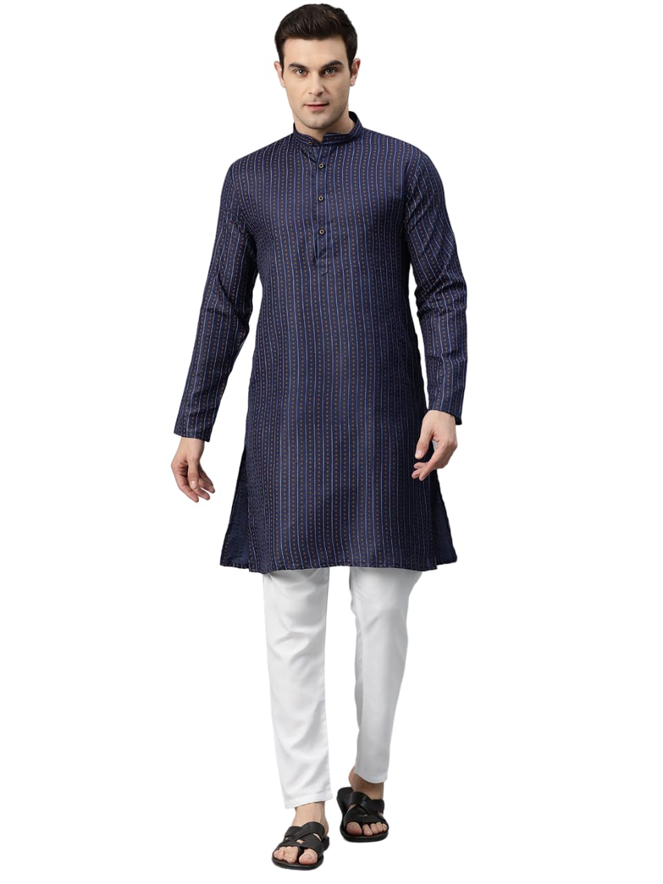 Luxrio Kurta for Men Cotton Blend Printed Regular Fit