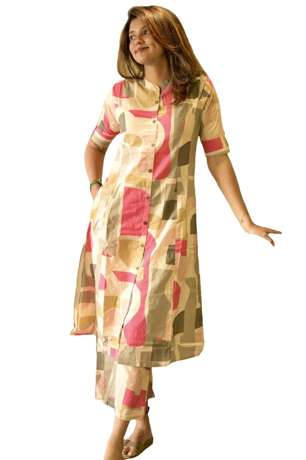 Women's Rayon Viscose A-Line Printed Kurta with Pant