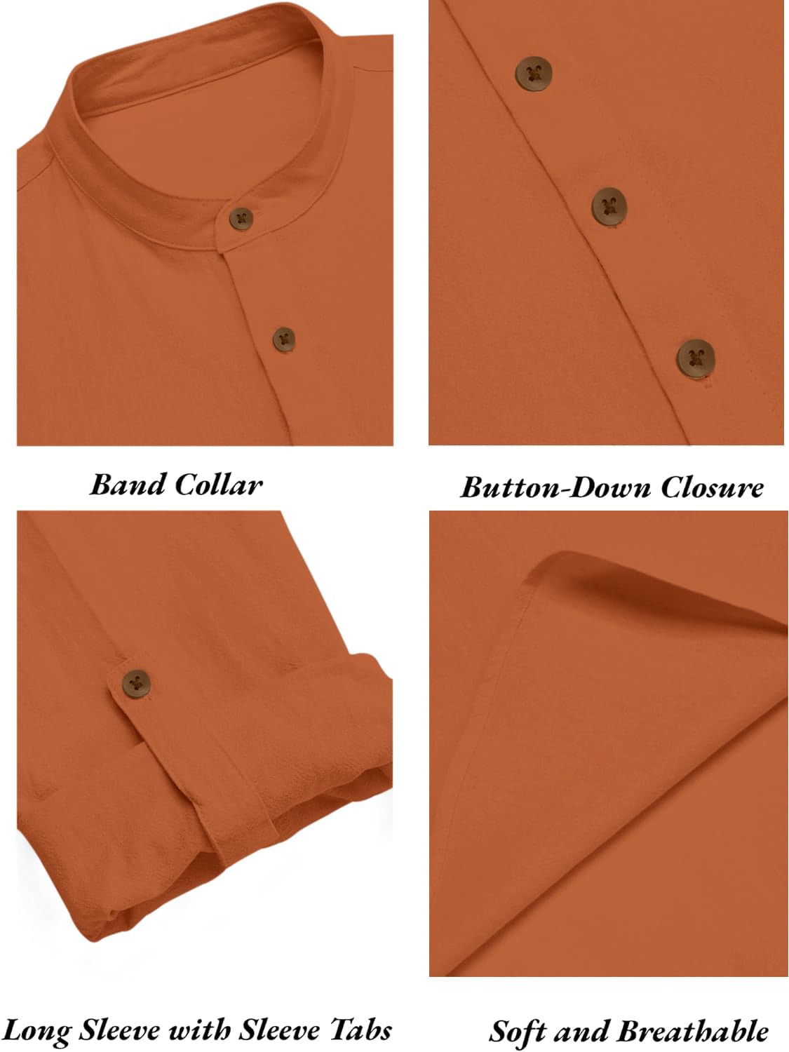 Zombom Men's Cotton Blend Mandarin Collar Self