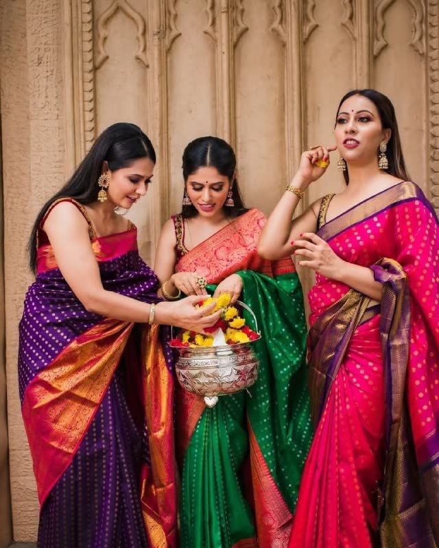 Women's Present Banarasi Soft Lichi Silk Saree
