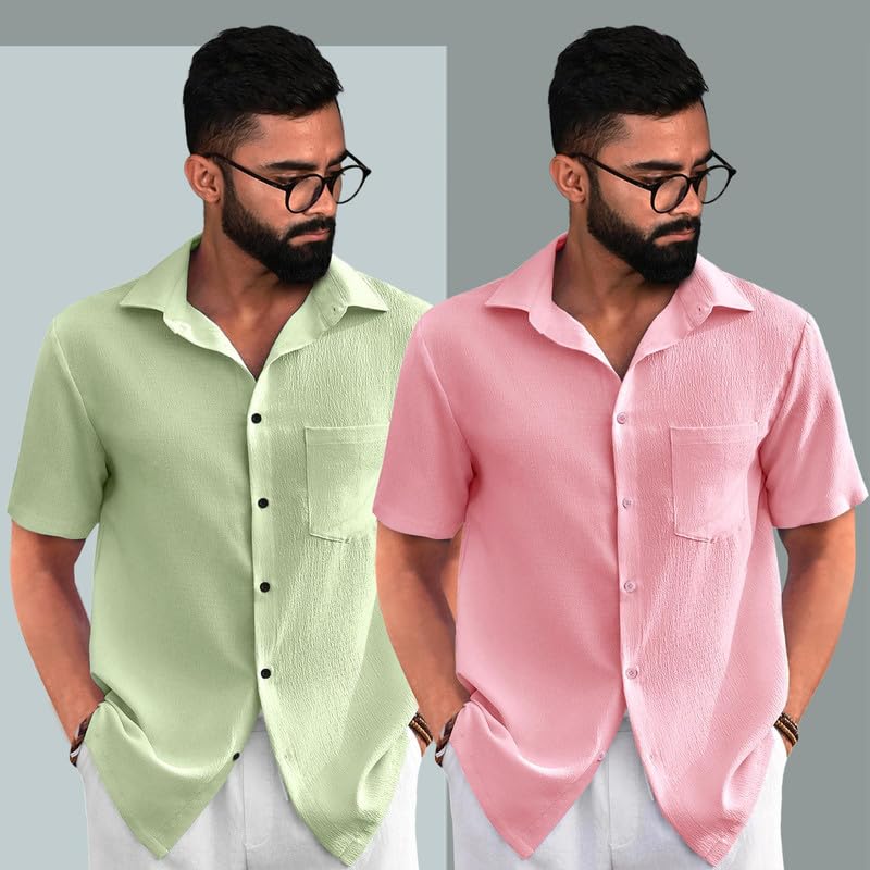 Pinkmint Combo of Men's Regular Fit Popcorn Shirt