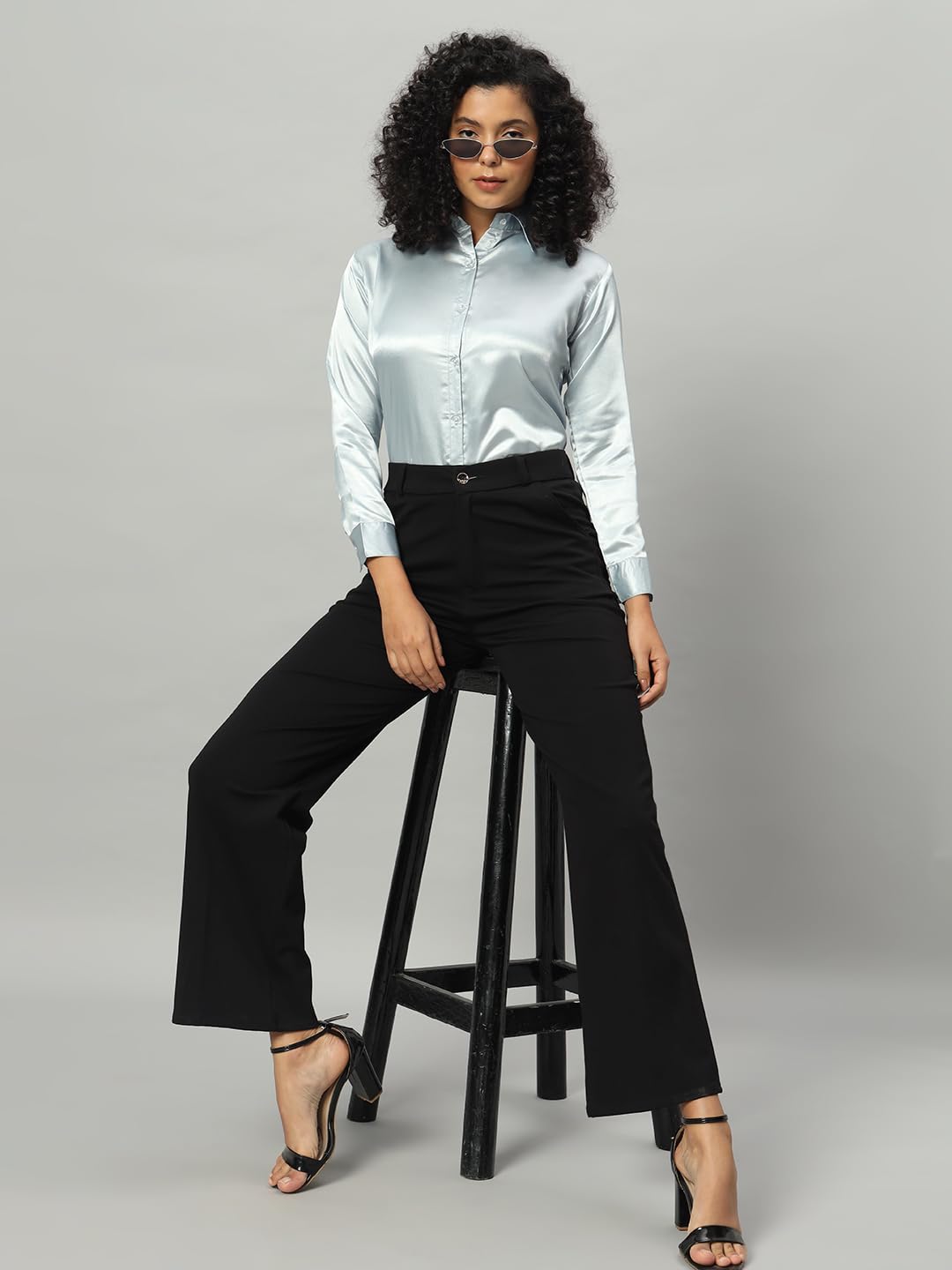 FUNDAY FASHION Women Solid Formal Satin Regular Fit Shirt