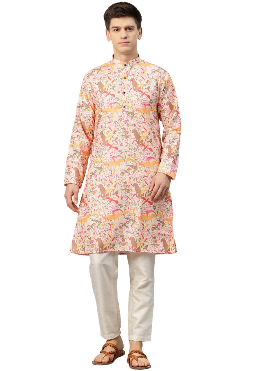 Luxrio Printed Kurta for Men Cotton Blend Linen