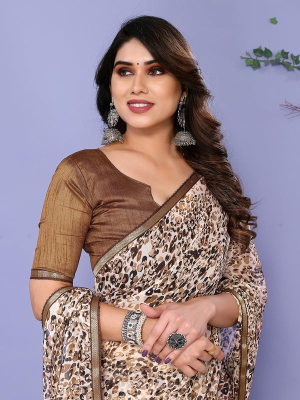 Women's Lace & Printed Chiffon Saree