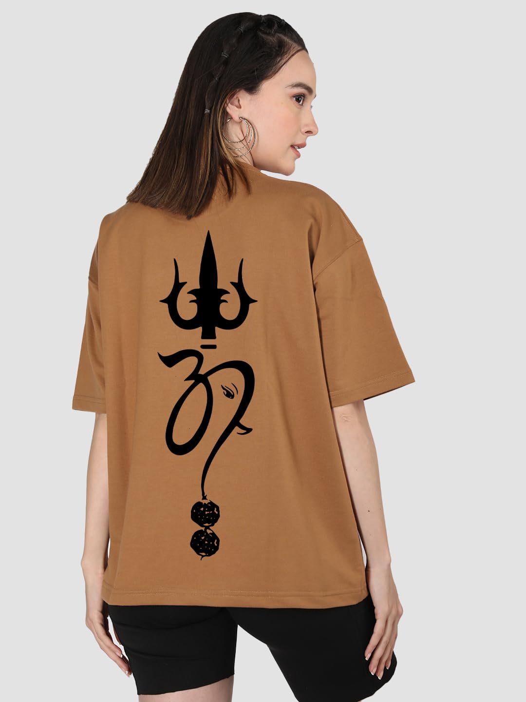 CHKOKKO Women's Polyester Oversized Fit Oversized Round Neck Drop Shoulder Printed T-Shirt