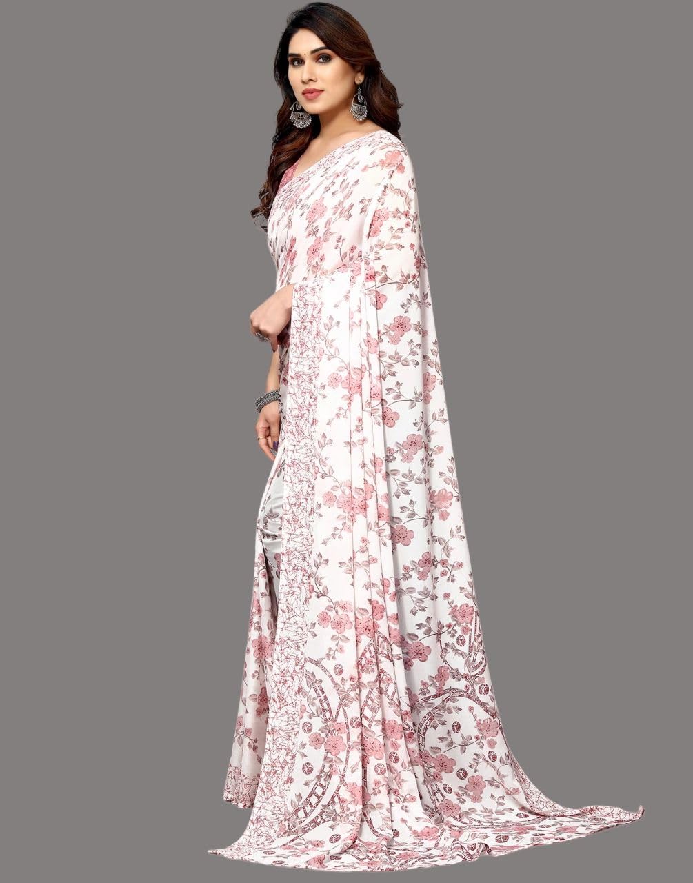 FASHION Women's Georgette Floral Printed Saree