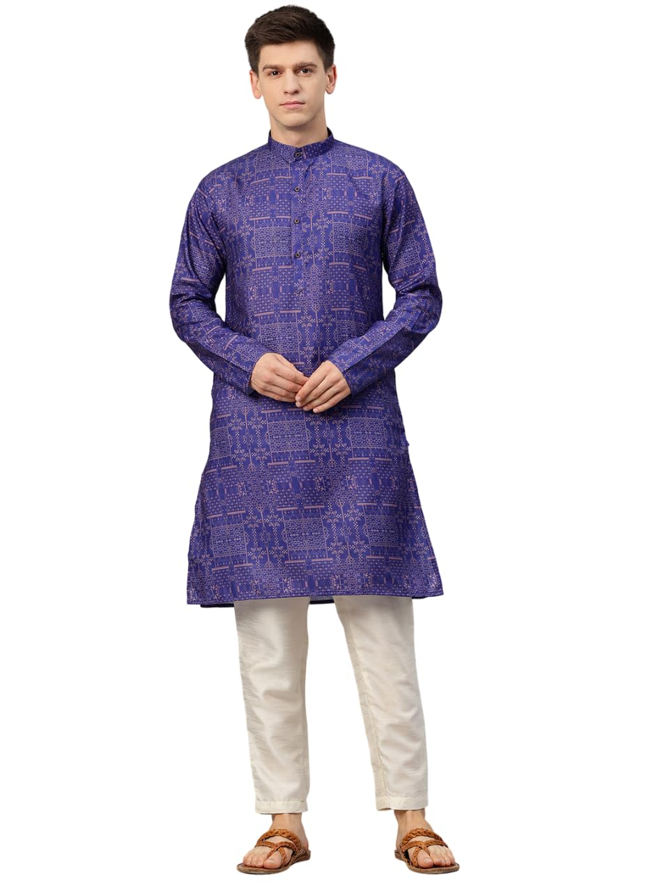 Luxrio Printed Kurta for Men Cotton Blend Linen