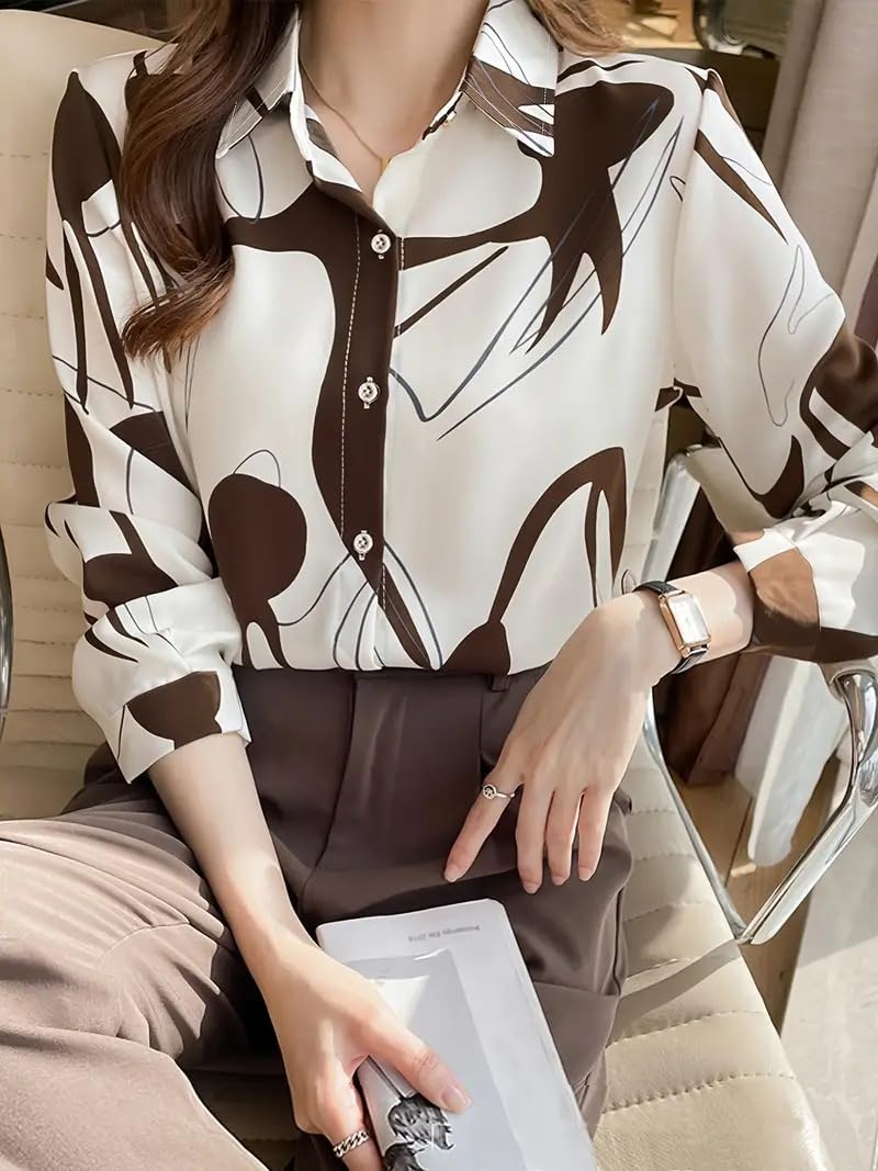 Trendy Queen Women's Printed Straight Mandarin Neck Shirt for Women's | Tops for Woman Shirts | Shirt for Women Stylish Western (SD778_S)