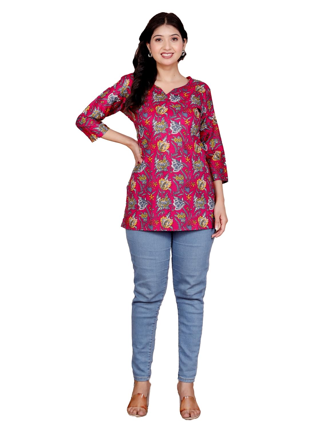 Women's Casual Jaipuri Cotton Printed Short Kurta