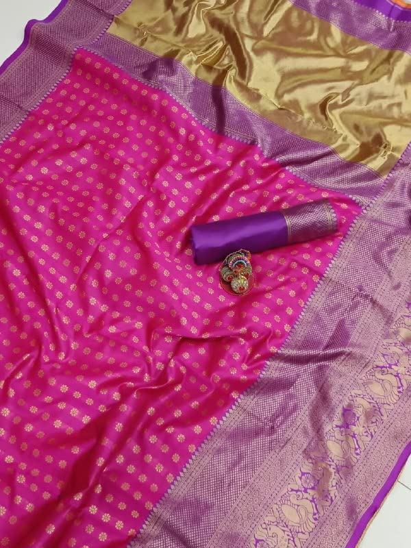 Women's Present Banarasi Soft Lichi Silk Saree