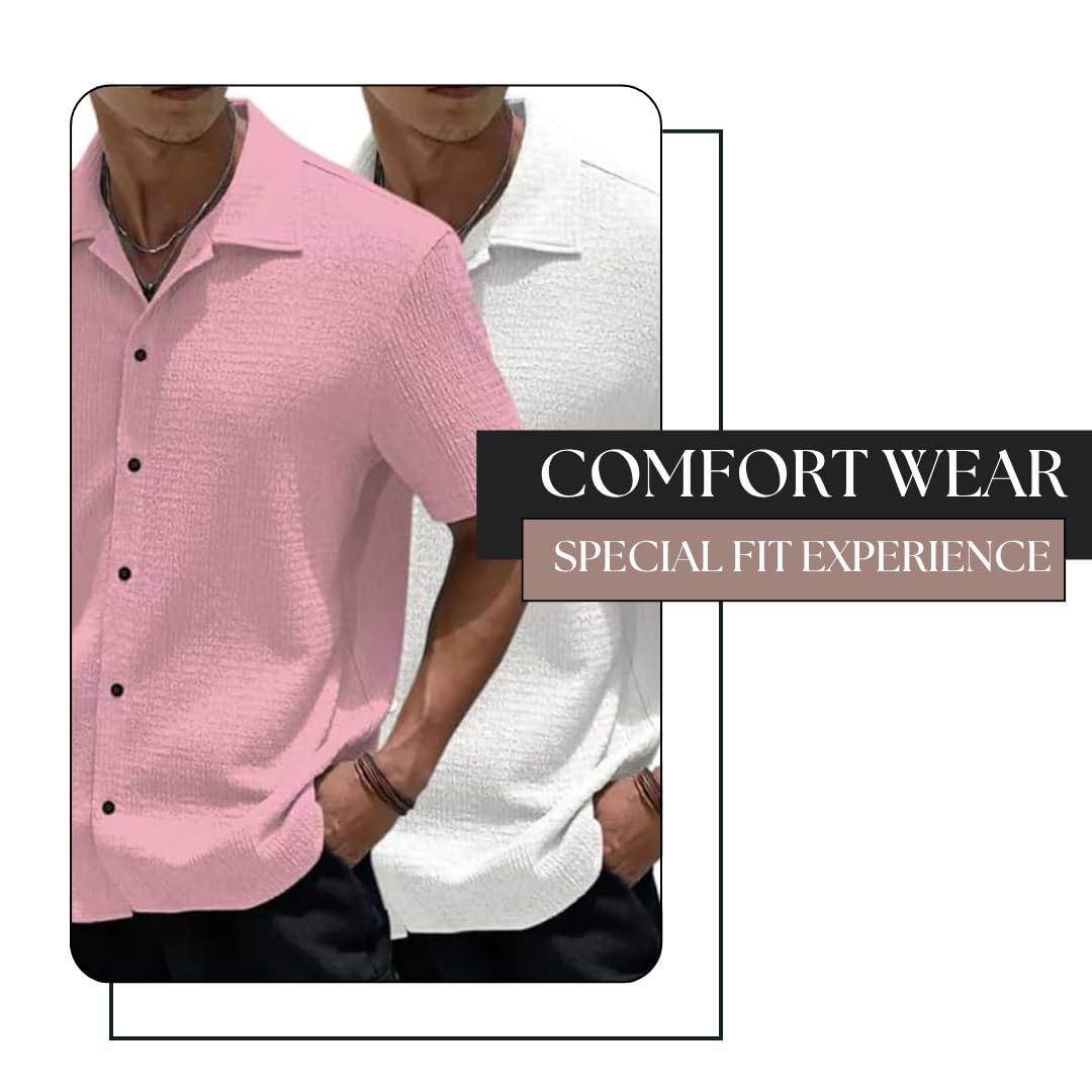 MiraMichi Men's Slim Fit Half Sleeve Polycotton Casual