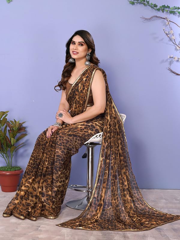 Women's Lace & Printed Chiffon Saree