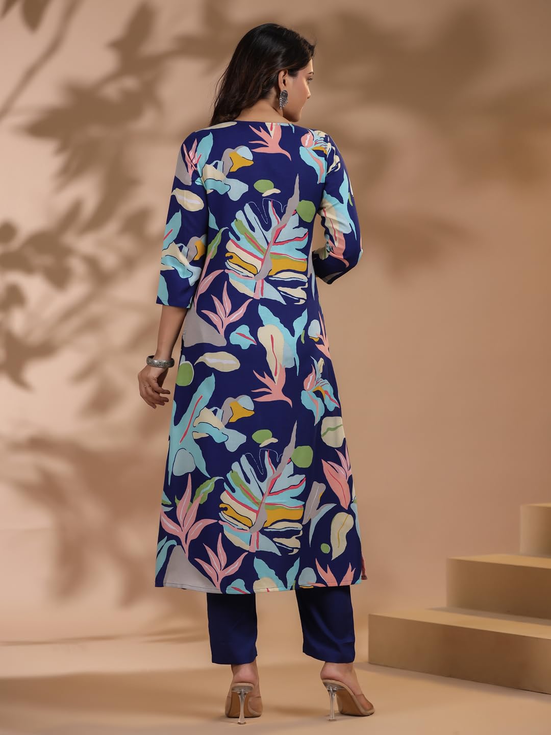 ANNI DESIGNER Women's Chanderi Straight Printed