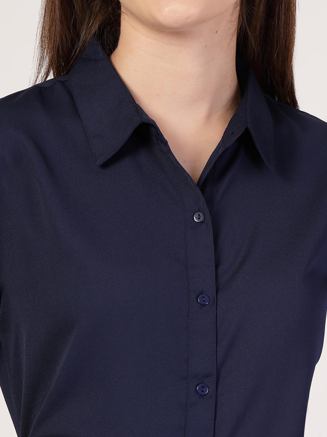 Style Quotient Women Solid White Polymoss Regular Formal Shirt
