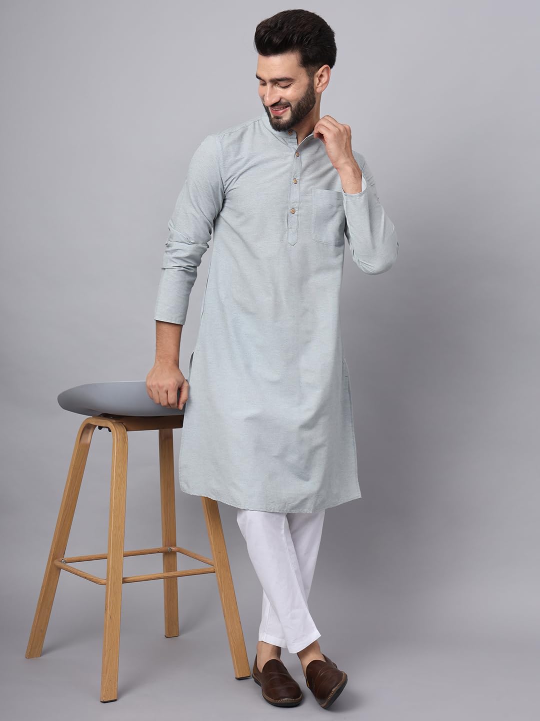 CHIKAN Men's Cotton Regular Premium Long Kurta