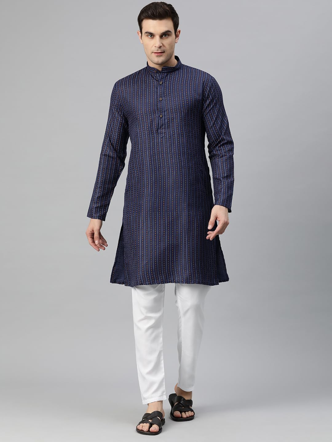 Luxrio Kurta for Men Cotton Blend Printed Regular Fit