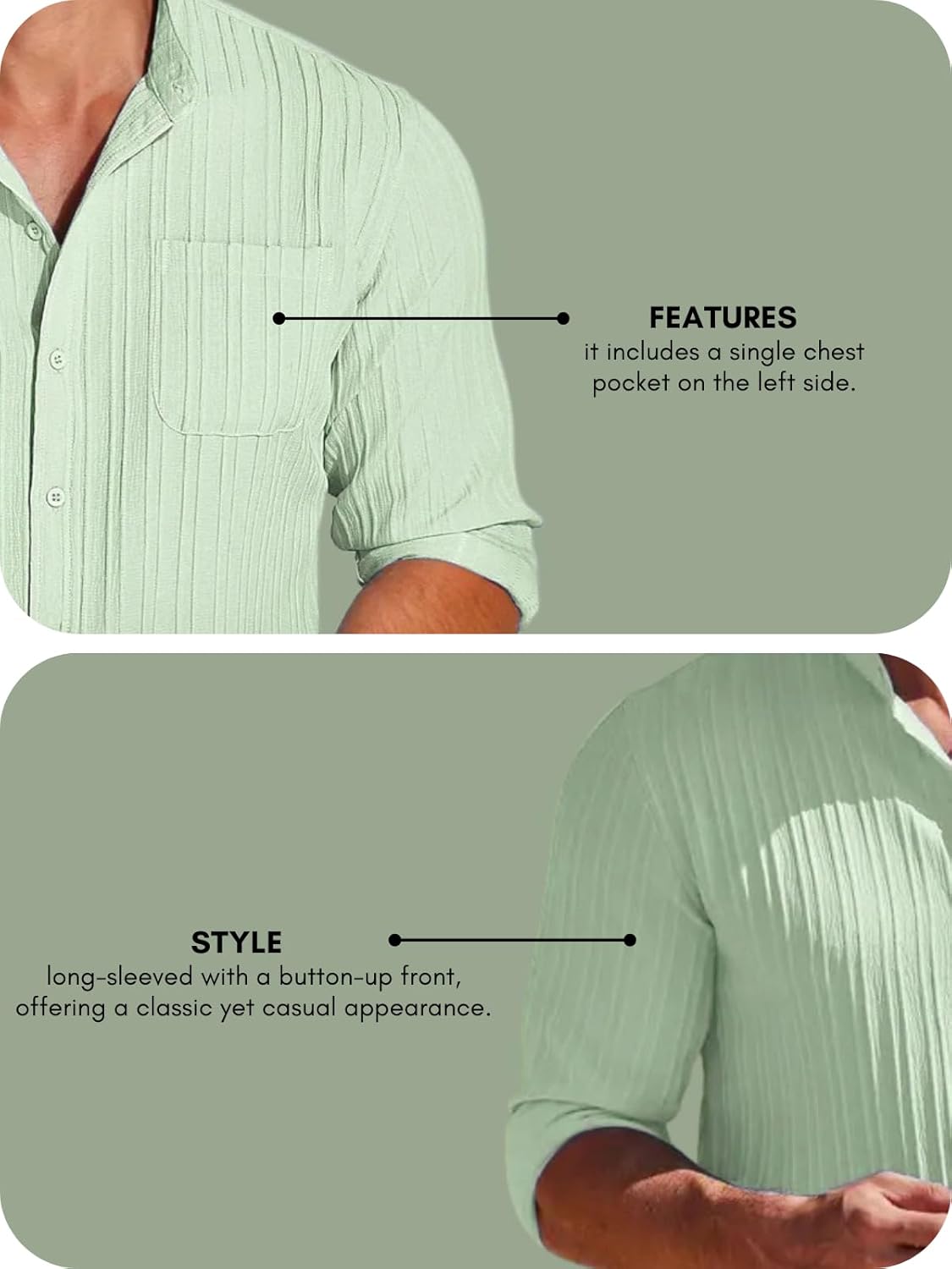 Leriya Fashion Casual Textured Button Down Regular Fit
