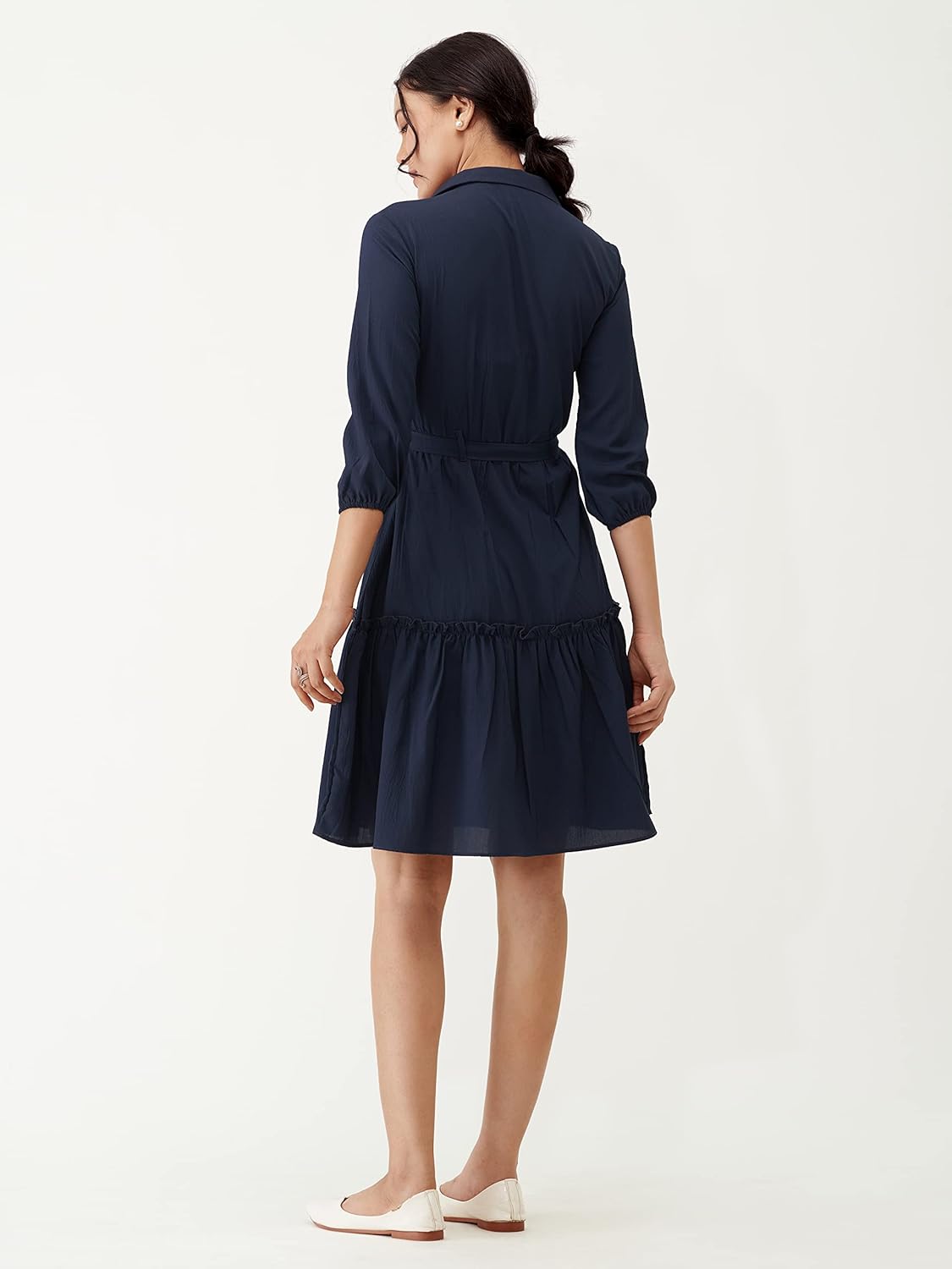 AASK Women Peplum Gathared Stylish Dress with Belt