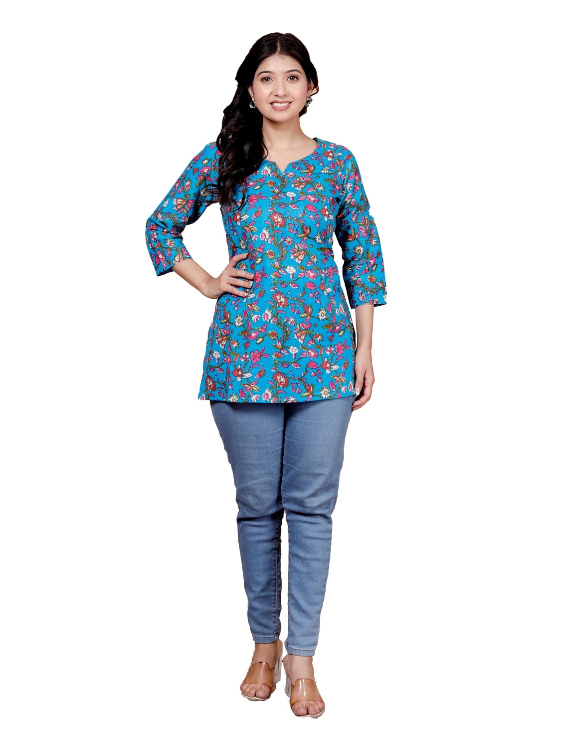 Women's Casual Jaipuri Cotton Printed Short Kurta