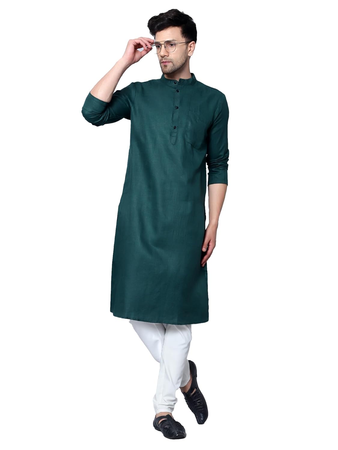 LATEST CHIKAN Men's Cotton Blend Solid Long Kurta