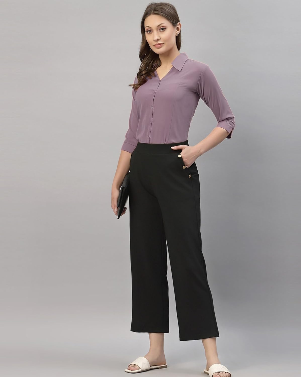 ETHIC GLANCE Women's Poly Viscose Button-Down