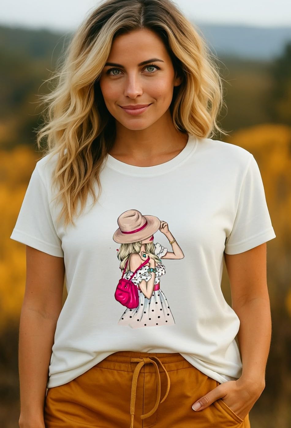 Adixus Women's Bee Happy Graphic Print T-Shirt, White, Crew Neck, Polyester