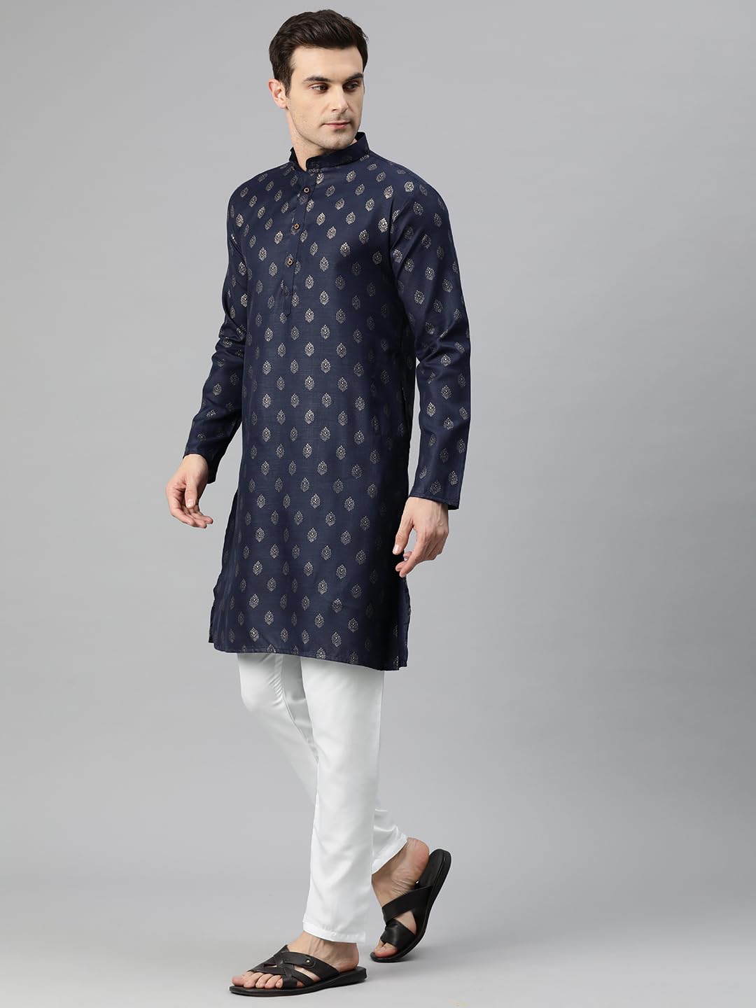 Luxrio Kurta for Men Cotton Blend Printed Regular Fit