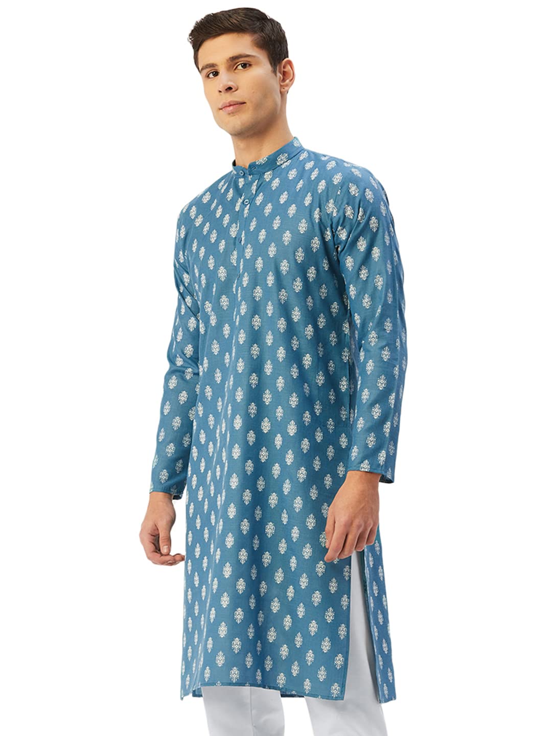 Jompers Men's Cotton Floral Printed Kurta